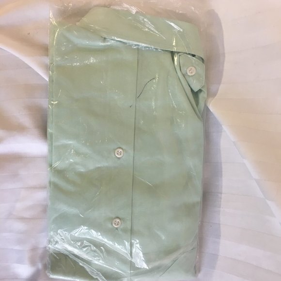 Vintage 1972 Men's Lapointe Co. Dress Shirt Size 15 Aqua Green Long Sleeve New - Picture 7 of 9